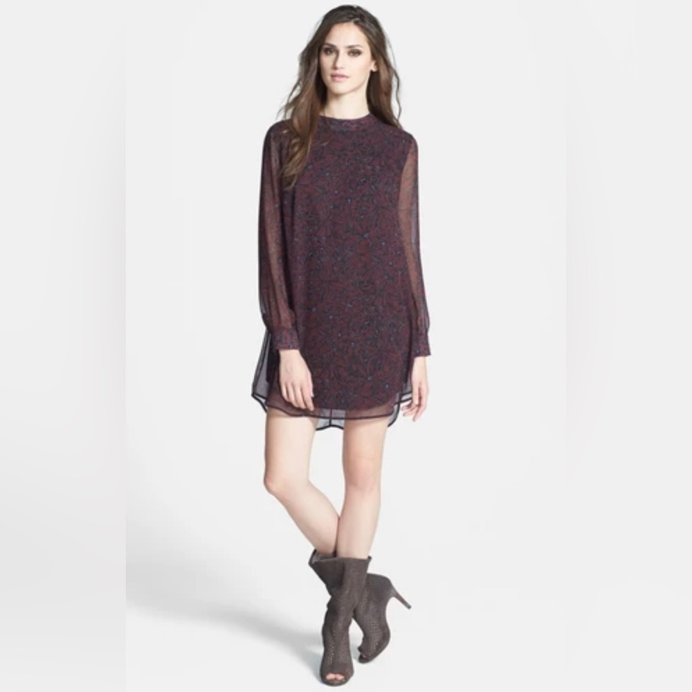 ASTR Evereve Dress Long Sleeve Semi-Sheer A-Line | Size L